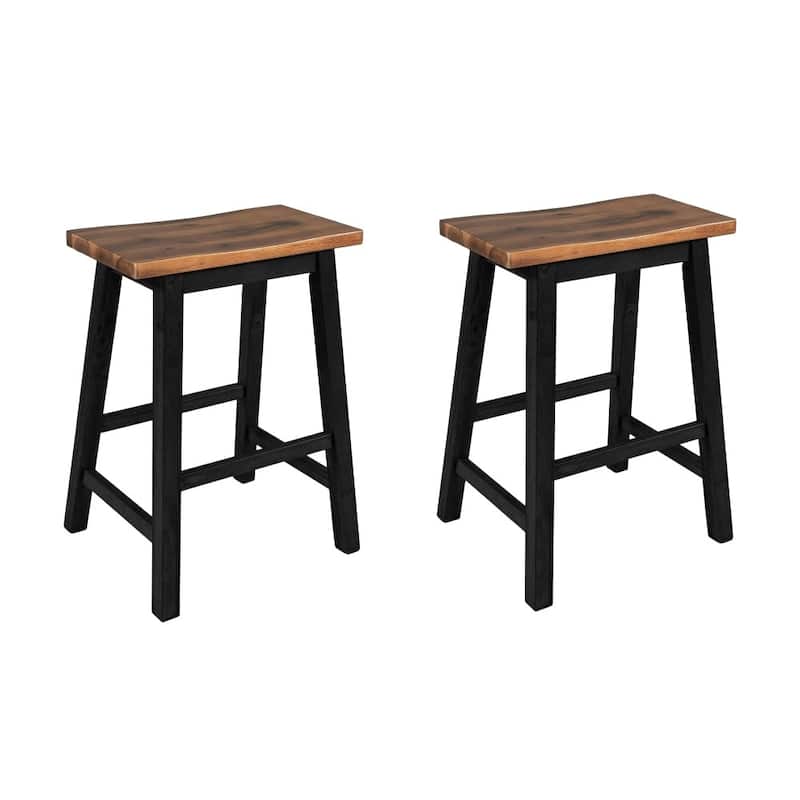 Farmhouse Rustic 2-piece Counter Height Wood Kitchen Dining Stools