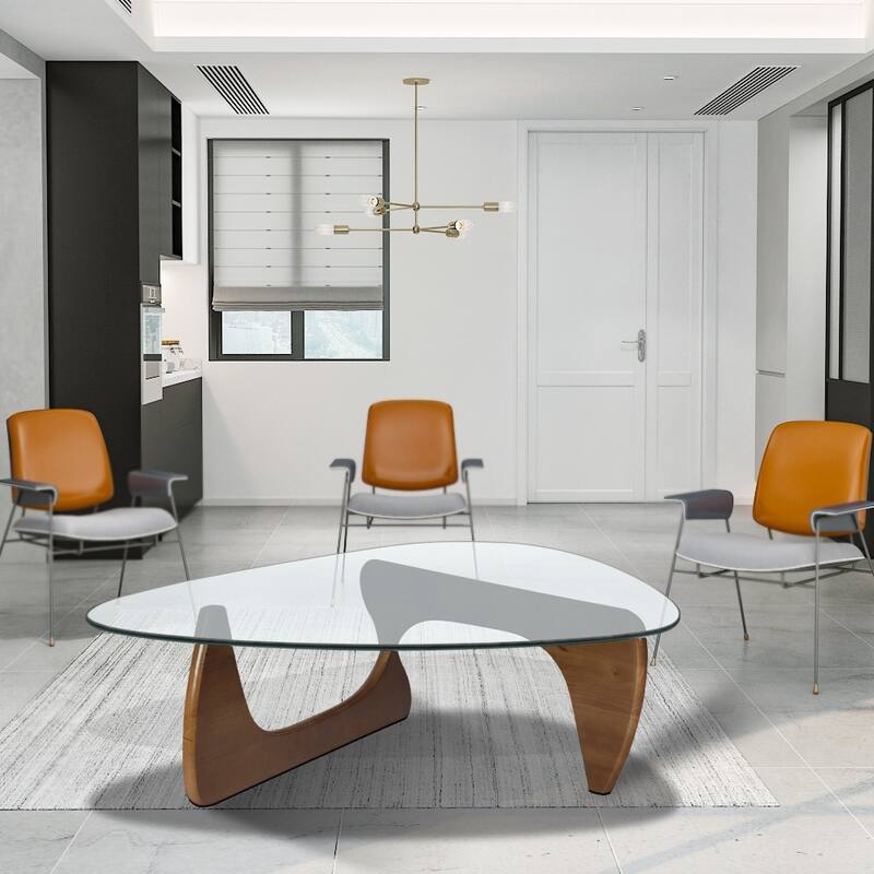 Modern Solid wood/Tempered glass coffee table