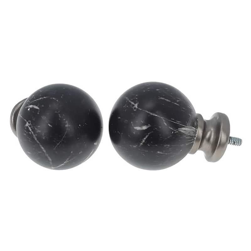 Meriville 1-Inch Diameter Single Window Treatment Curtain Rod, Black Marble Ball