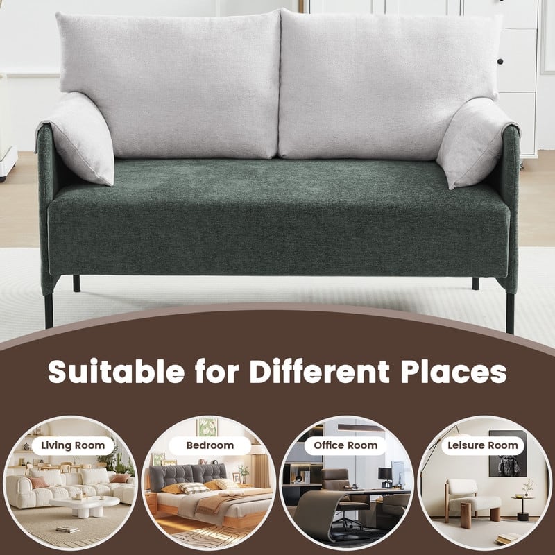 Two-Tone Loveseat Sofa with Wrapped Armrests