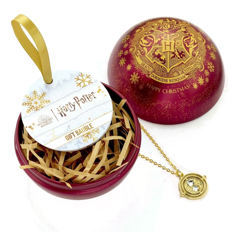 Harry Potter Hogwarts Crest Red Bauble with Time Turner Necklace