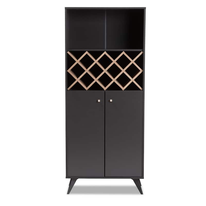Modern Wine Cabinet with Glass Rack Drawer and Open Shelves - 66.14" High x 27.95" Wide x 13.39" Deep