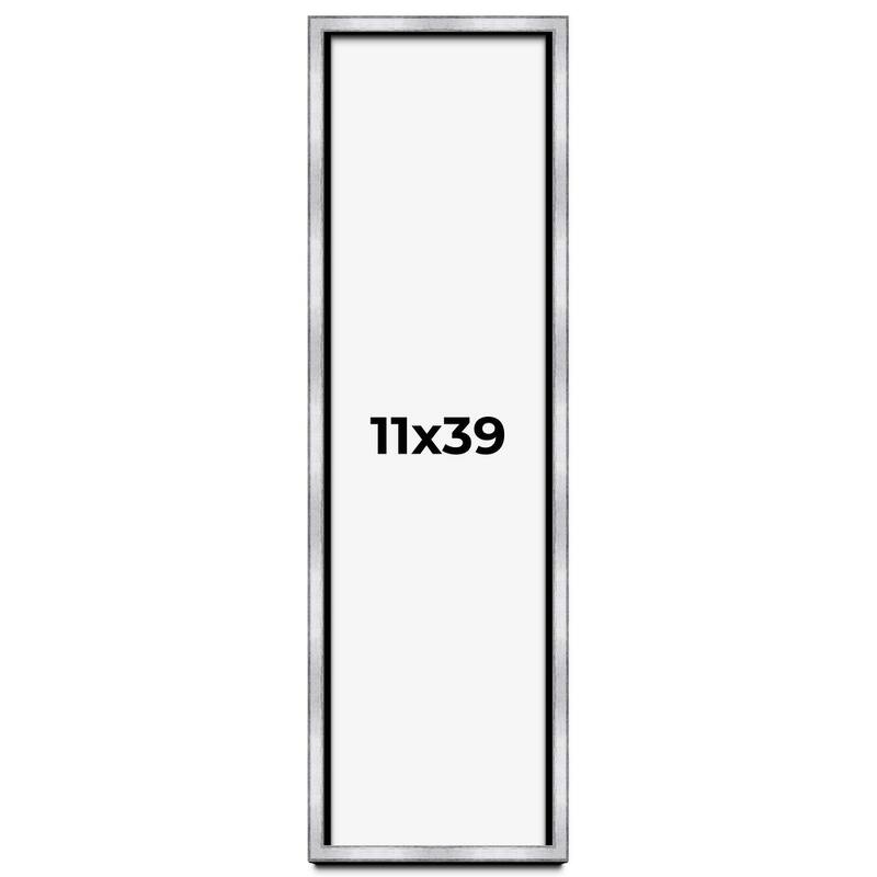 11x39 Shadow Box Frame Silver | 1.375 Inches Deep Real Wood