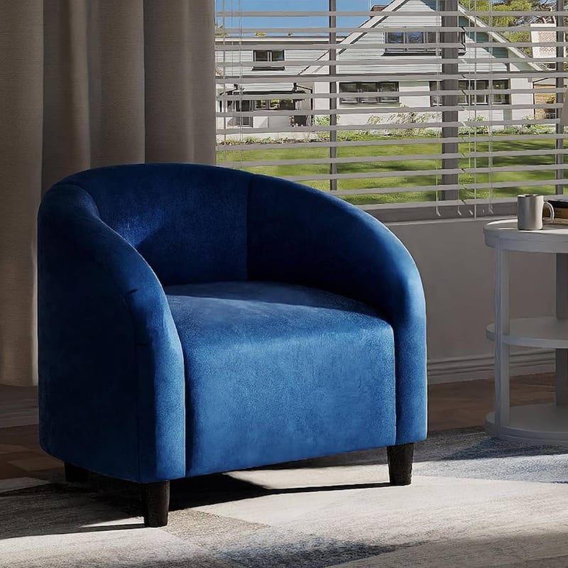 Upholstered Velvet Accent Cozy Armrest Sofa Chair for Living Room Bedroom - Blue