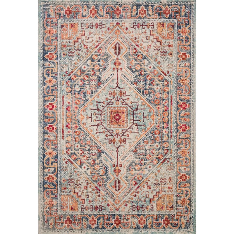 Alexander Home Katherine Boho Vintage Diamond Medallion Rug