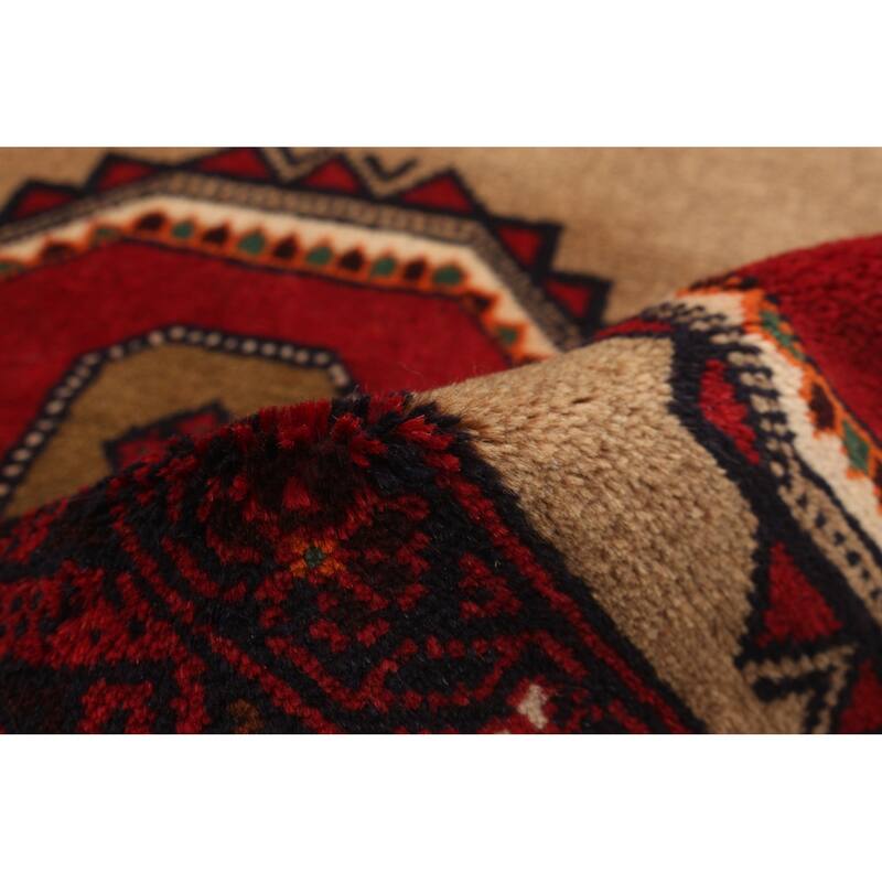 Hand-knotted Rizbaft Tan Wool Rug - 3'7 x 6'6/3'7" x 6'6"