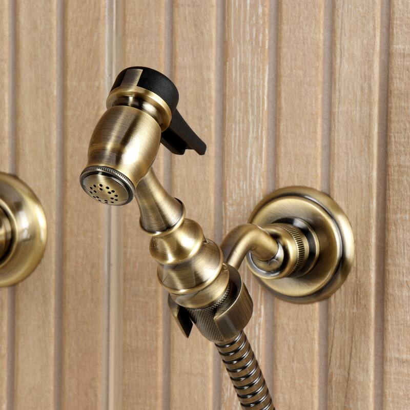 Kingston Brass Essex Double-Handle Wall-Mount Pre-Rinse Bridge Kitchen Faucet