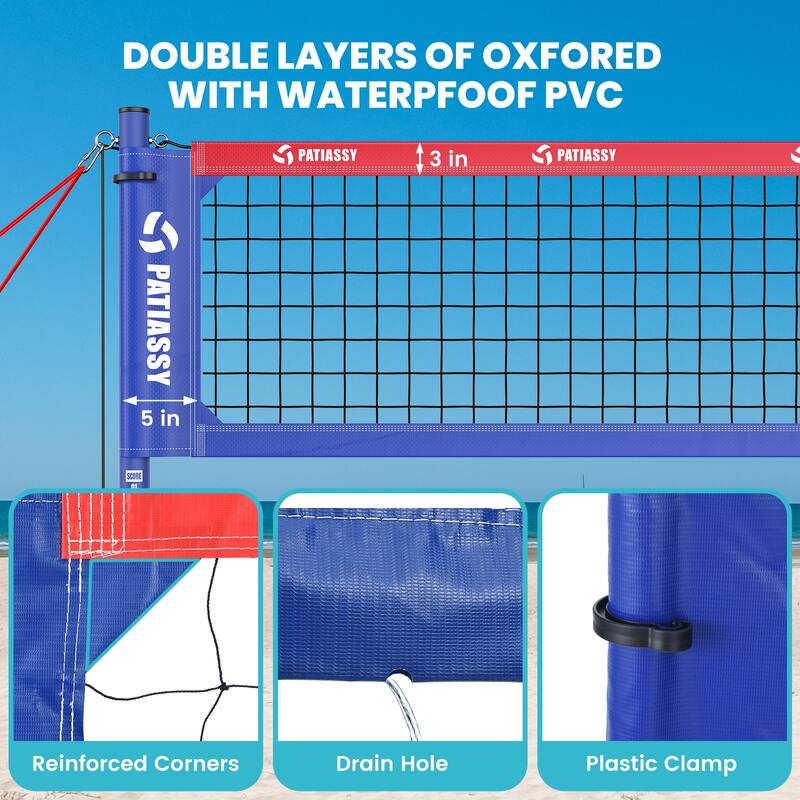 Volleyball Net for Backyard with Adjustable Aluminum Poles Boundary Line Heavy-Duty Winch System