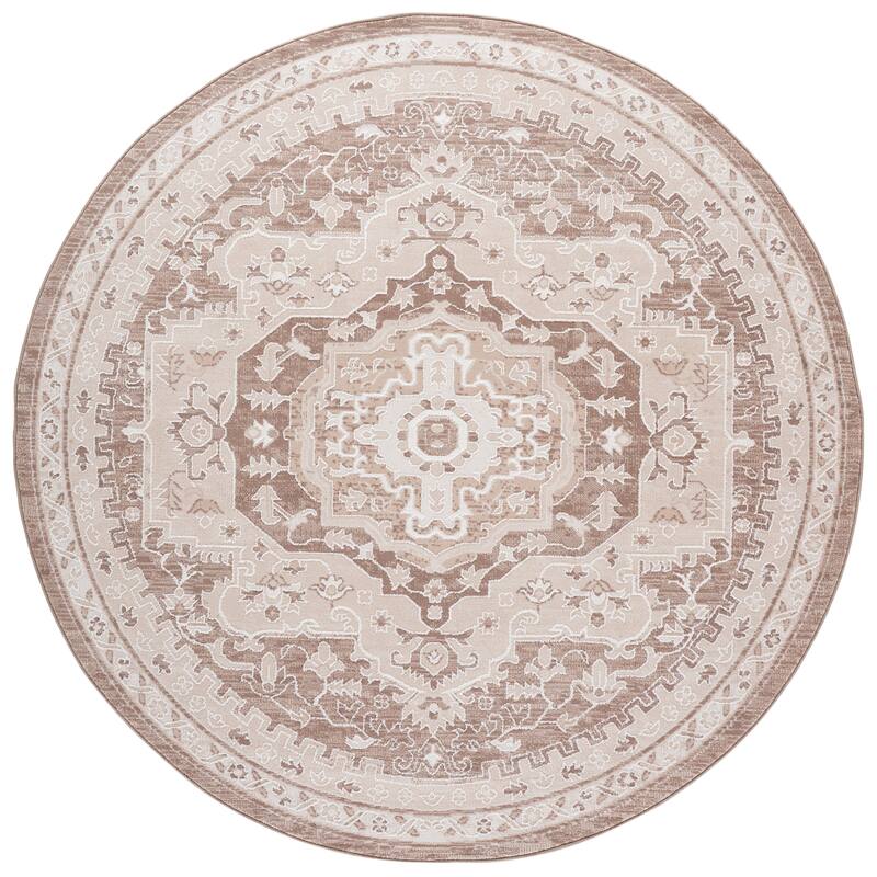 SAFAVIEH Sydney Farida Medallion Rug - 6'6" Round - Beige/Brown Ivory