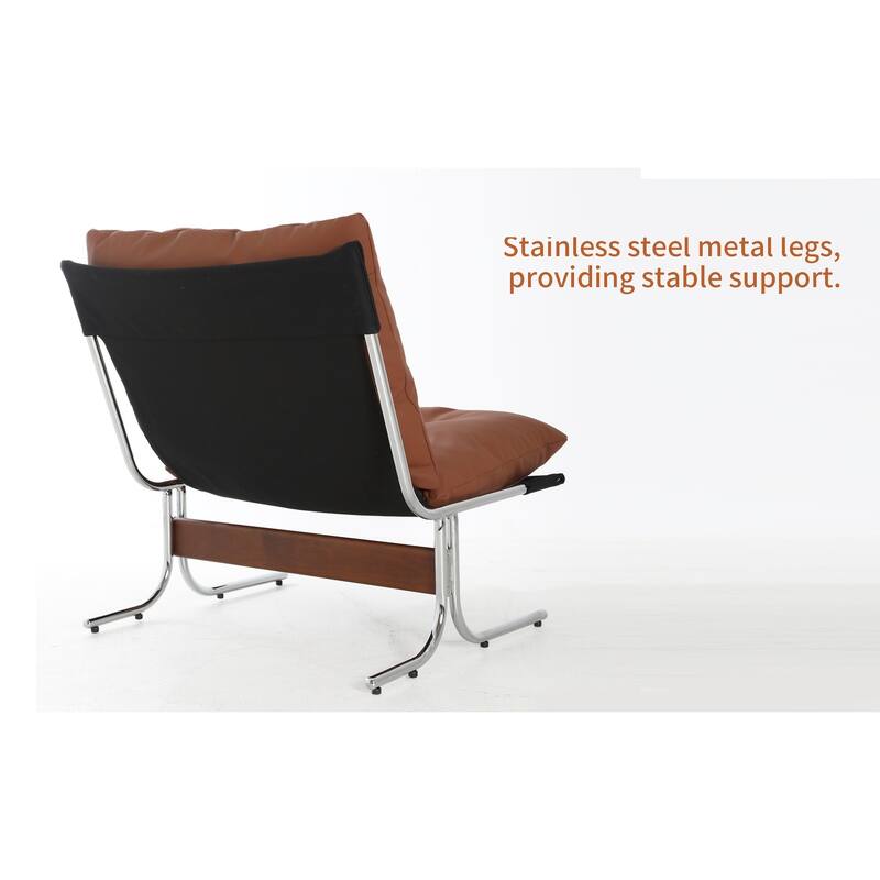 Faux Leather Modern Armchair with High Back, Metal Legs and 350lb Weight Capacity