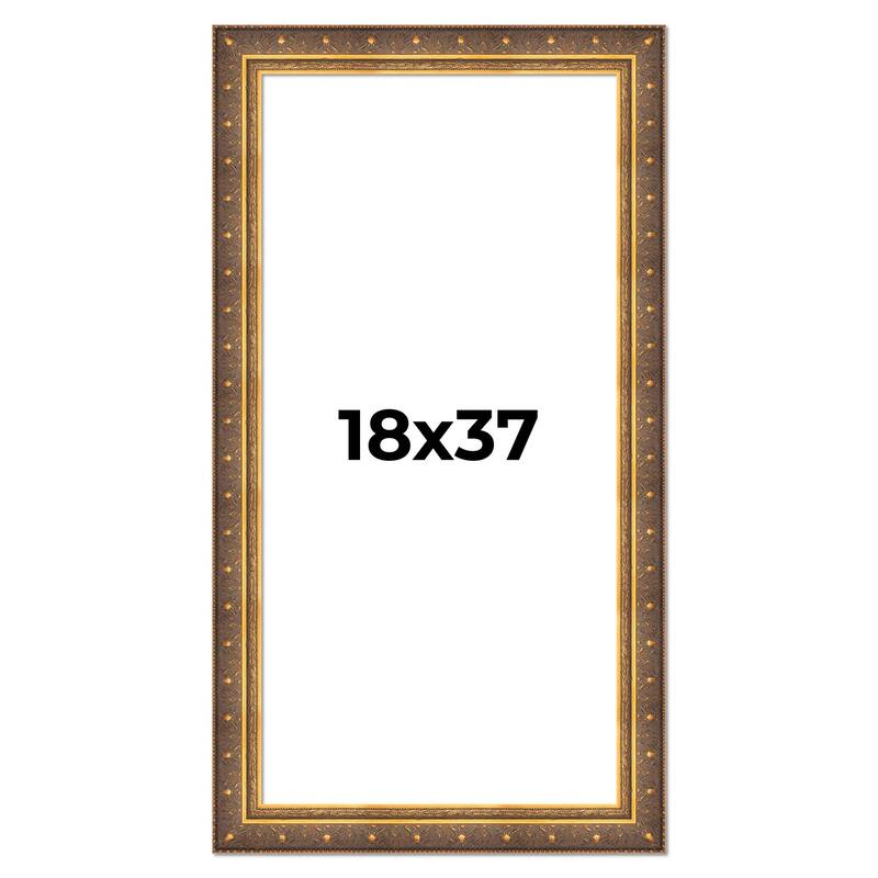 18x37 Frame Vintage Gold Solid Wood Picture Frame | 2.5 Inch Moulding