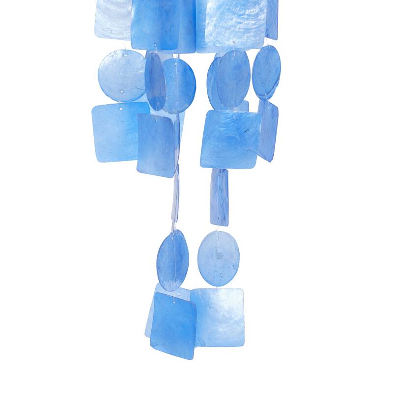 Capiz Shell Waterfall Windchime - Multi Colored, White, Blue, Teal - Roche River Decor