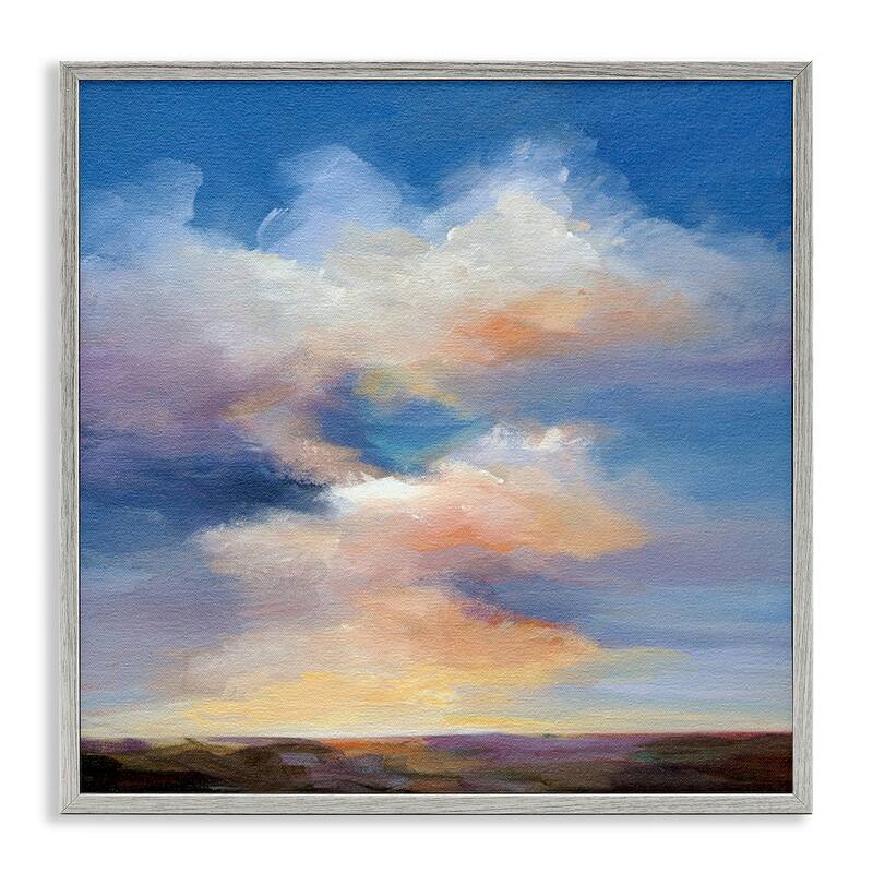 Stupell Luminous Sunset Clouds Framed Giclee Art Design By Karen Hale - 24 x 24 - Grey