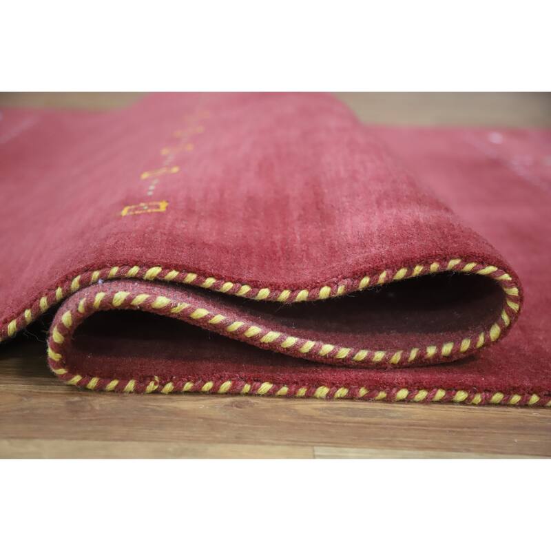 Hand Knotted Oriental 100% Wool Carpet Tribal Animal Pictorial Red Gabbeh Area Rug - 7' 8'' X 4' 11''