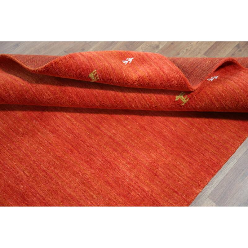 Orange Animals Gabbeh Indian Rug Hand-Knotted Wool Carpet - 4'6" x 6'6"
