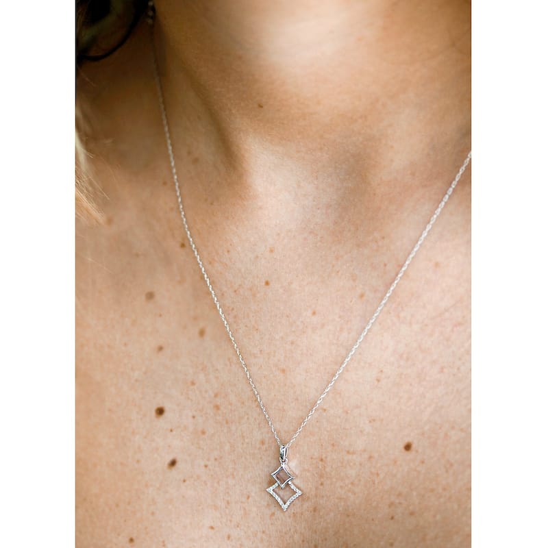 Kobelli Natural Diamond Solid 10k Gold Geometric Kites Rhombi 18" Necklace