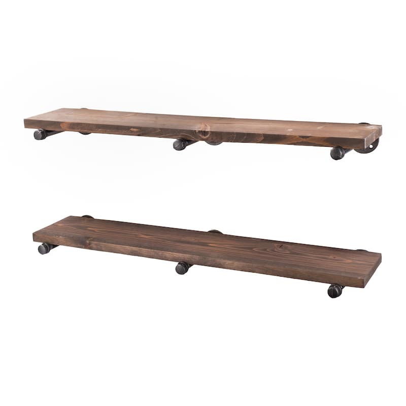Restore Wood 36 in. Wall Shelf Straight Steel Pipe Brackets, Set of 2