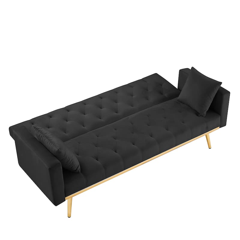 Green Convertible Folding Futon Sofa Bed , Sleeper Sofa Couch for Compact Living Space