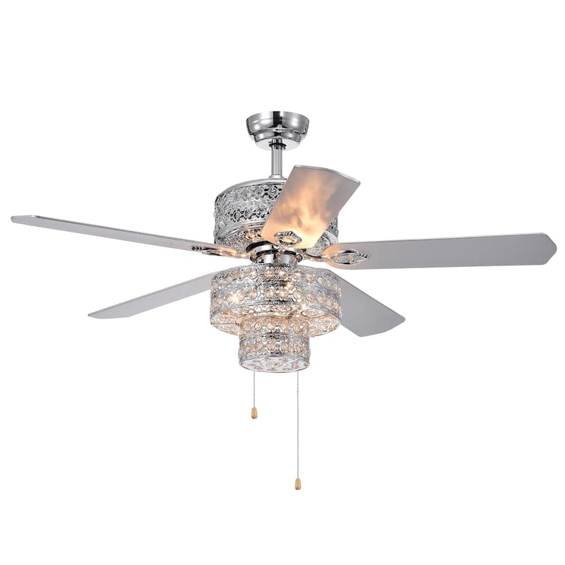 Empire Trois 52-inch Silver Chandelier Ceiling Fan with 2 Blade Colors