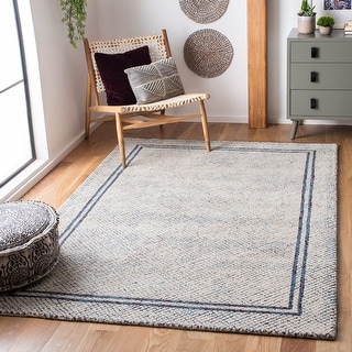 SAFAVIEH Handmade Abstract Adua Modern Wool Rug - Ivory/Navy - 9' x 12'