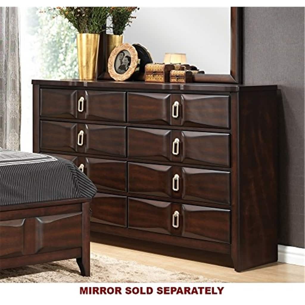 Modern Dresser 8 Drawer Espresso Finish Bedroom Storage Chest