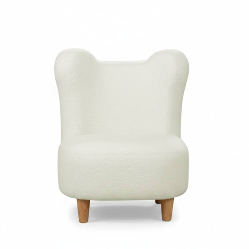Aria Home White Curved Teddy Bear Kids Chair with Cozy Foam Seat