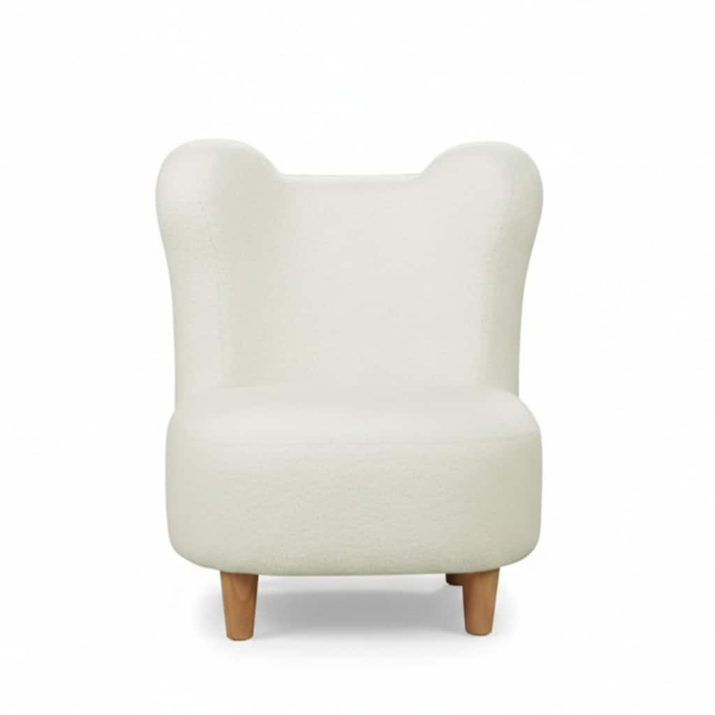 Aria Home White Curved Teddy Bear Kids Chair with Cozy Foam Seat
