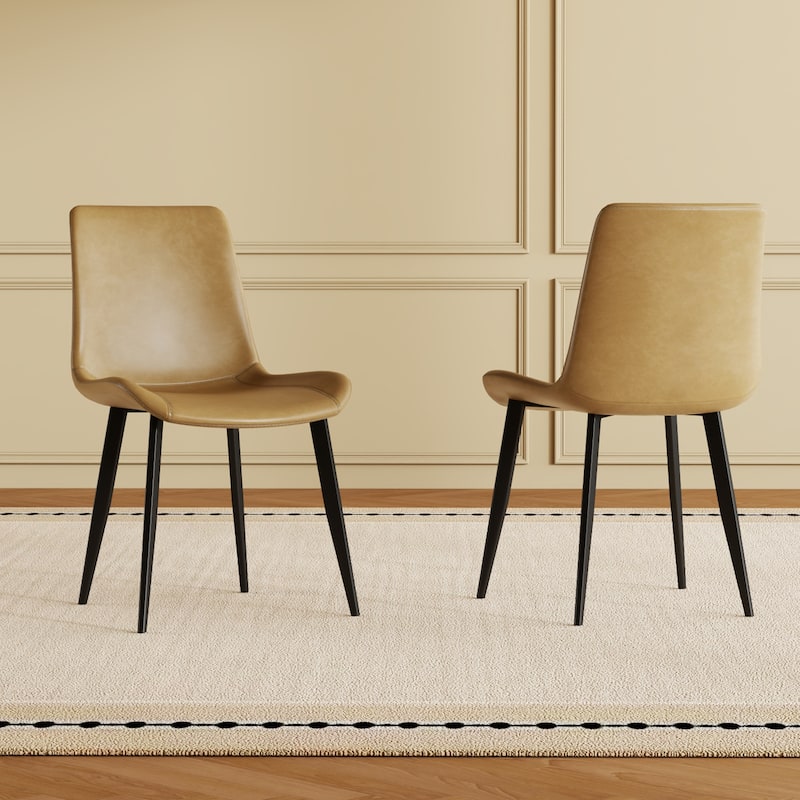 Modern Dining Chairs, PU Leather Dining Chairs with Carbon Steel Legs for Home, Restaurant, Conference Room, Brown(Set of 4)