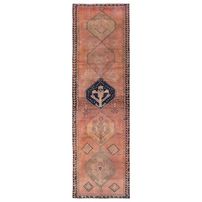 ECARPETGALLERY Hand-knotted Melis Vintage Copper Wool Rug - 3'9 x 13'0