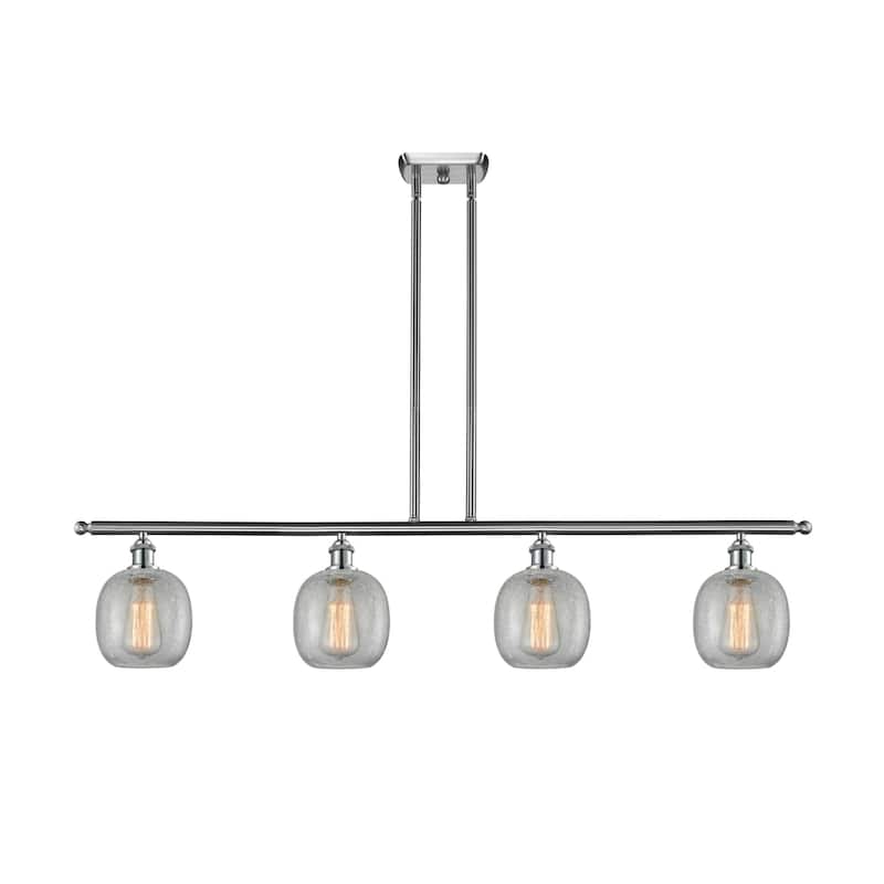 Innovations Lighting Belfast 4 Light 48" Wide Linear Chandelier - Brushed Satin Nickel / Clear Crackle