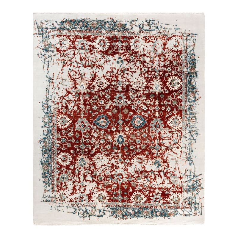 Ikat One-of-a-Kind Hand-Knotted Area Rug, Red - 8' 3" x 10' 2"