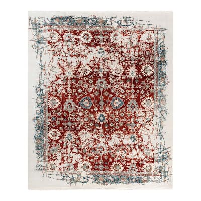 Ikat One-of-a-Kind Hand-Knotted Area Rug, Red - 8' 3" x 10' 2"