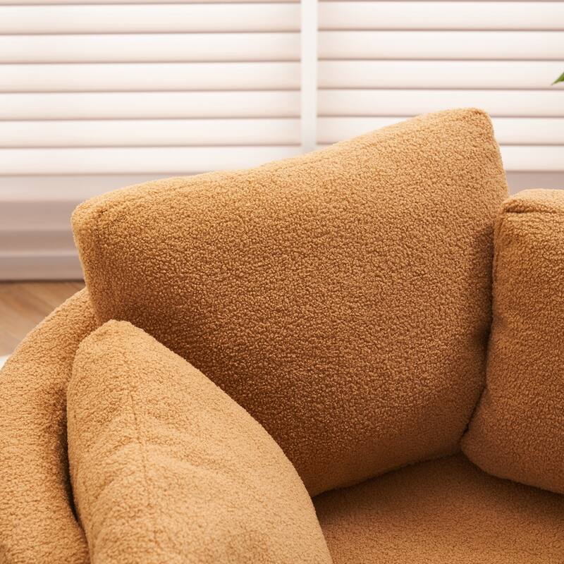 Teddy Fabric Swivel Storage Chair With Back Cushion