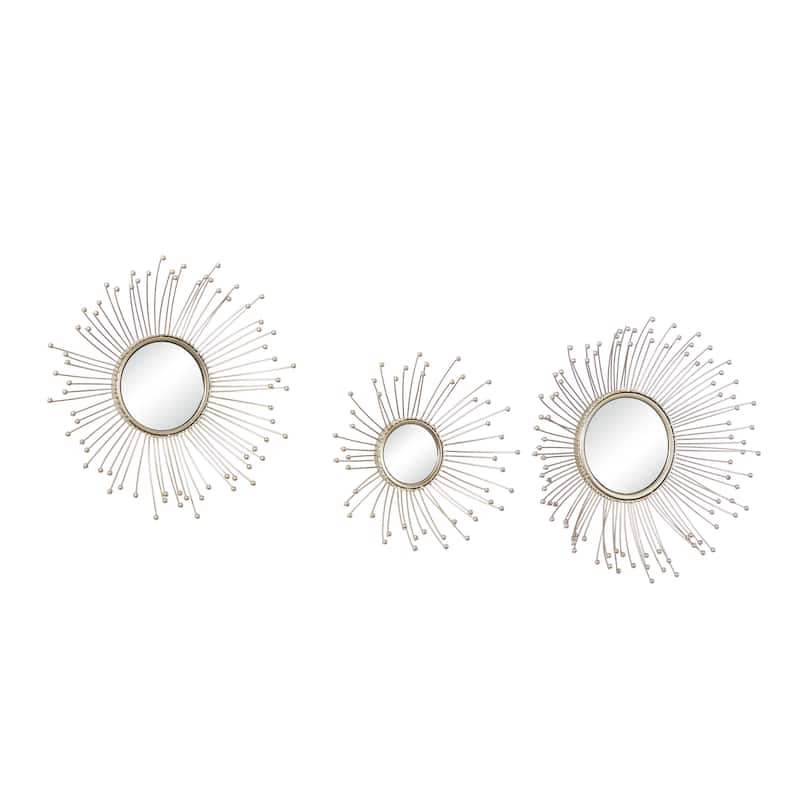Metal Starburst Room Wall Mirror - Set of 3 Gold - Roche River Decor