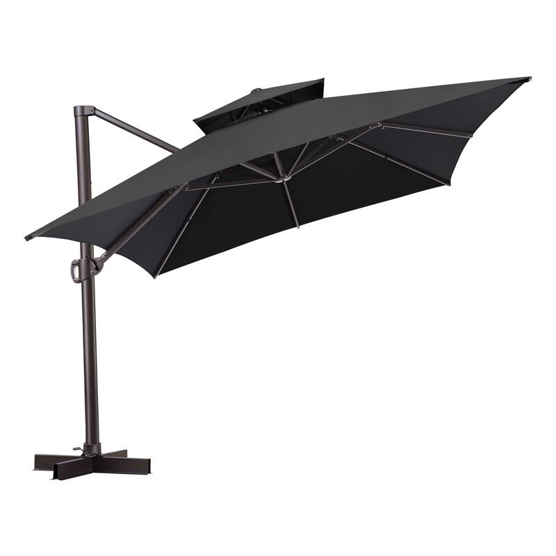 VredHom Patio Offset Umbrella 360 Degree Rotation without Base