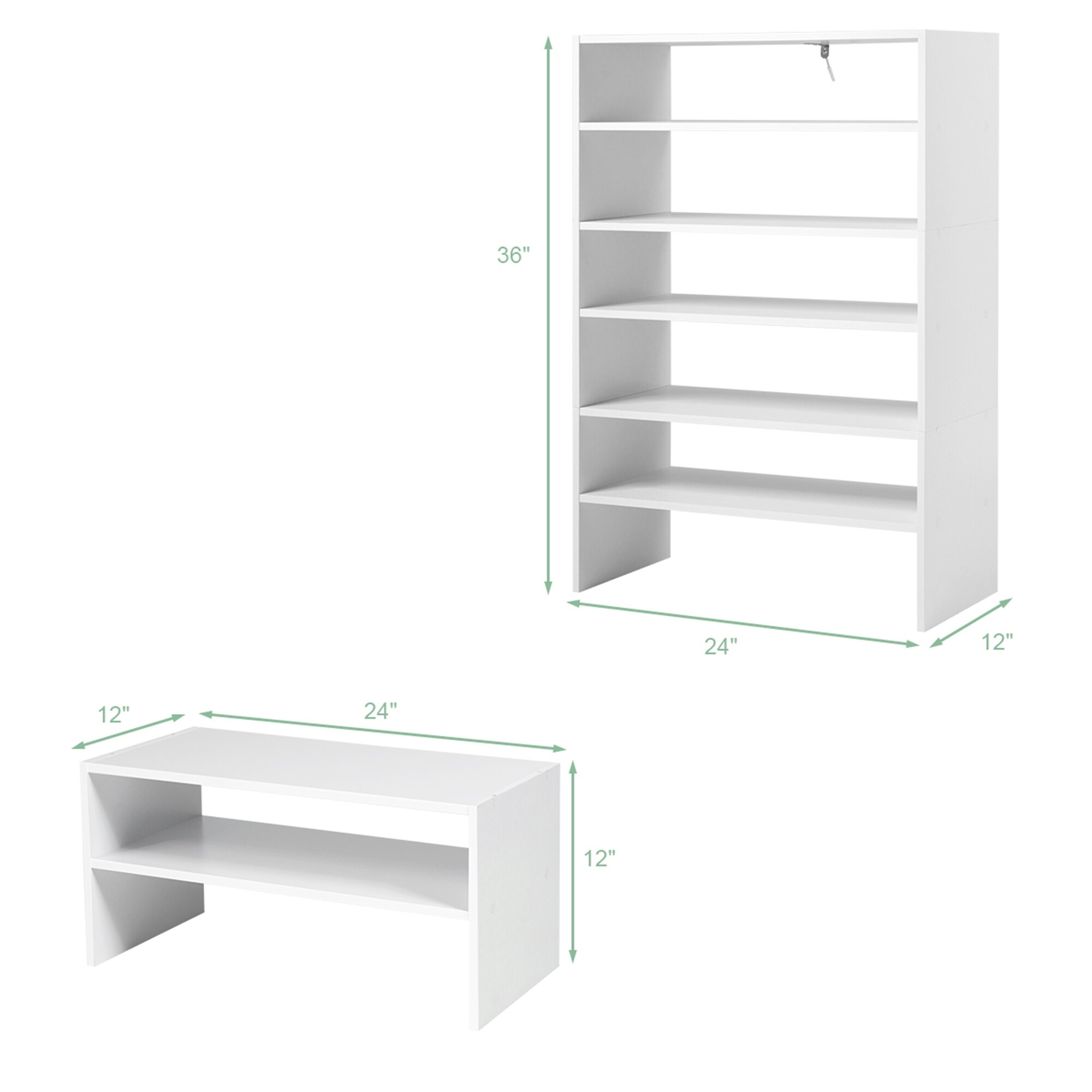 Shop 3pcs Stackable Shoe Rack 24 Inch Horizontal Organizer 2 Tier Storage Overstock 30877804