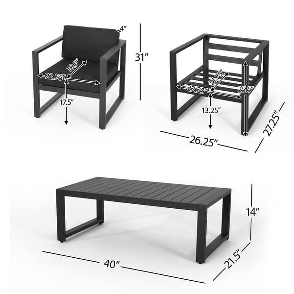 dimension image slide 1 of 3, Navan Outdoor 4-piece Conversation Set by Christopher Knight Home