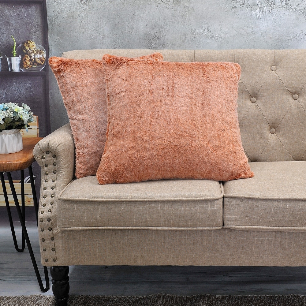 Tip Dyeing Light Fauxfur Square Pillow Covers set of 2, NO INSERT