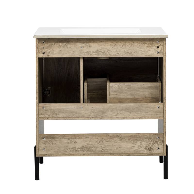 30" Freestanding Bathroom Vanity with White Integrated Ceramic Sink - 30'' x 18.5'' x 33.9''