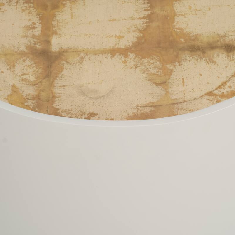 Sagebrook Home Modern Neutral Wood Gold Leaf Round Top Coffee and Accent Table