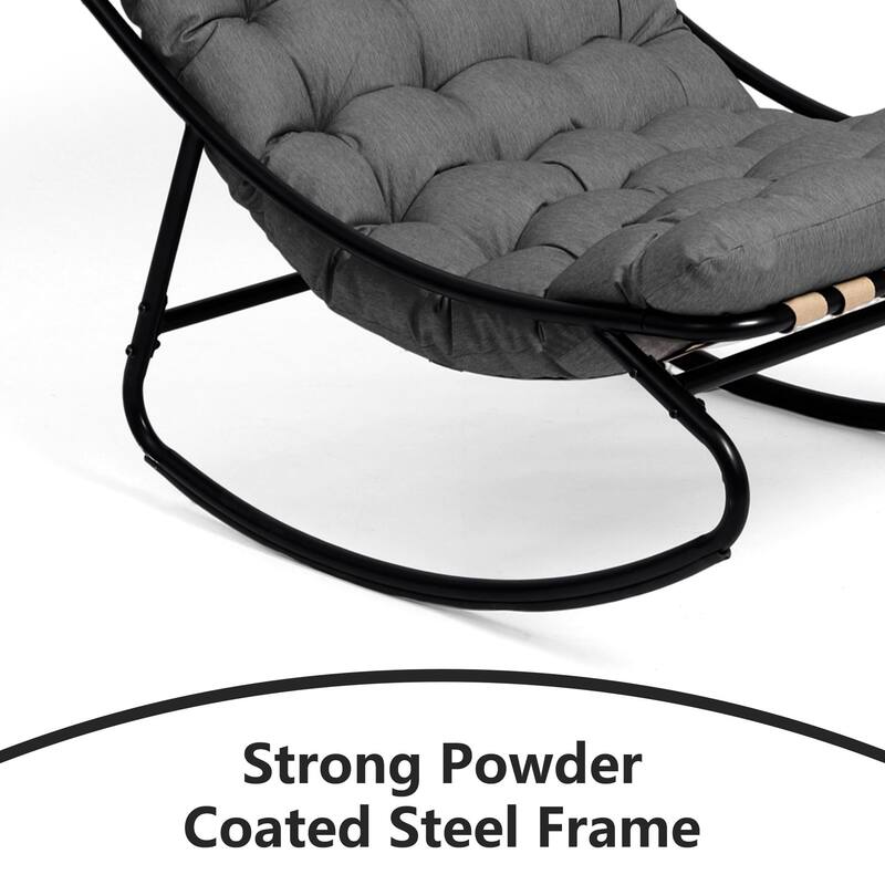 Outdoor Patio Scoop Rocking Lounge Chair with Cushions