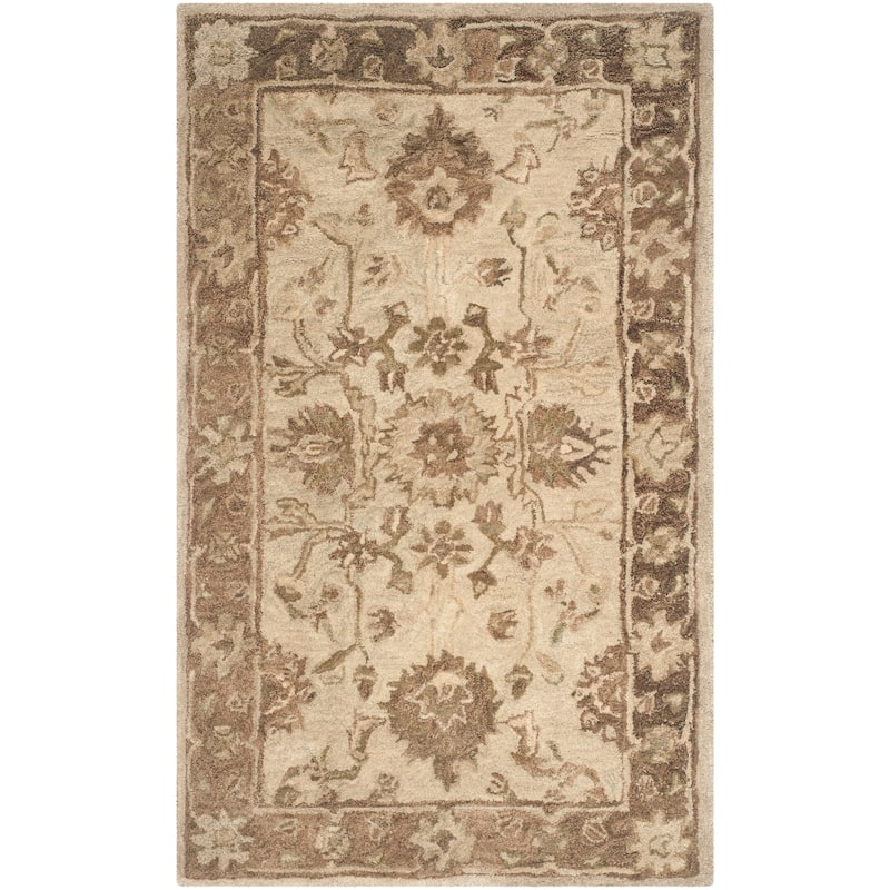 SAFAVIEH, Handmade Anatolia Patricie Traditional Oriental Hand-spun Wool Rug - 4' x 6' - Ivory/Grey