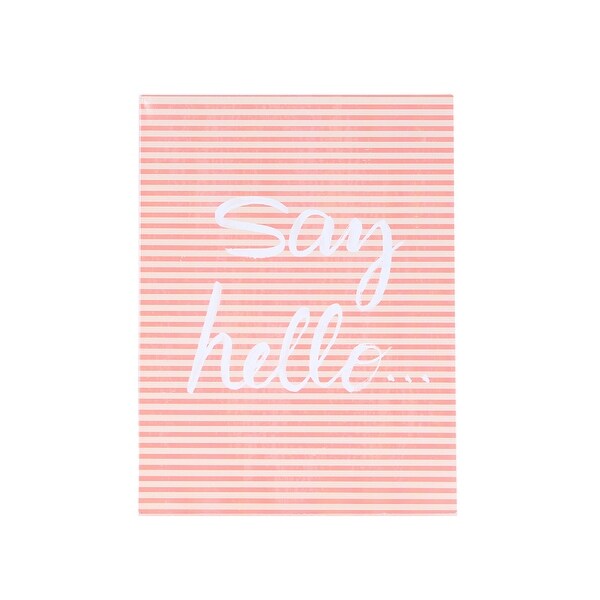 13.75" Pink and White "Say Hello" Wall Plaque - N/A