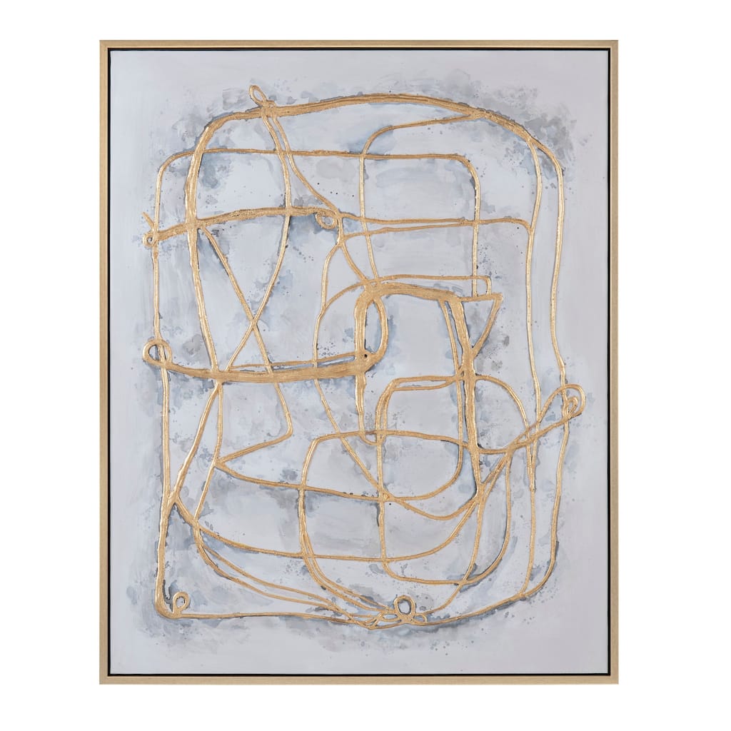 Gilded Lines Canvas Wall Art with Gold Frame