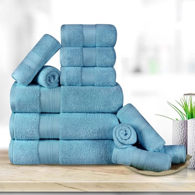 Turkish Cotton 12 Piece Solid Plush Heavyweight Towel Set by Superior