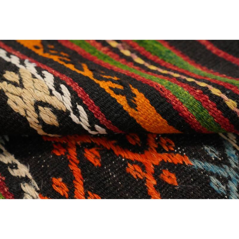 Hand Woven Oriental 100% Wool Carpet Southwestern Tribal Multi-Colored Kilim Area Rug - 9' 4'' X 6' 0''