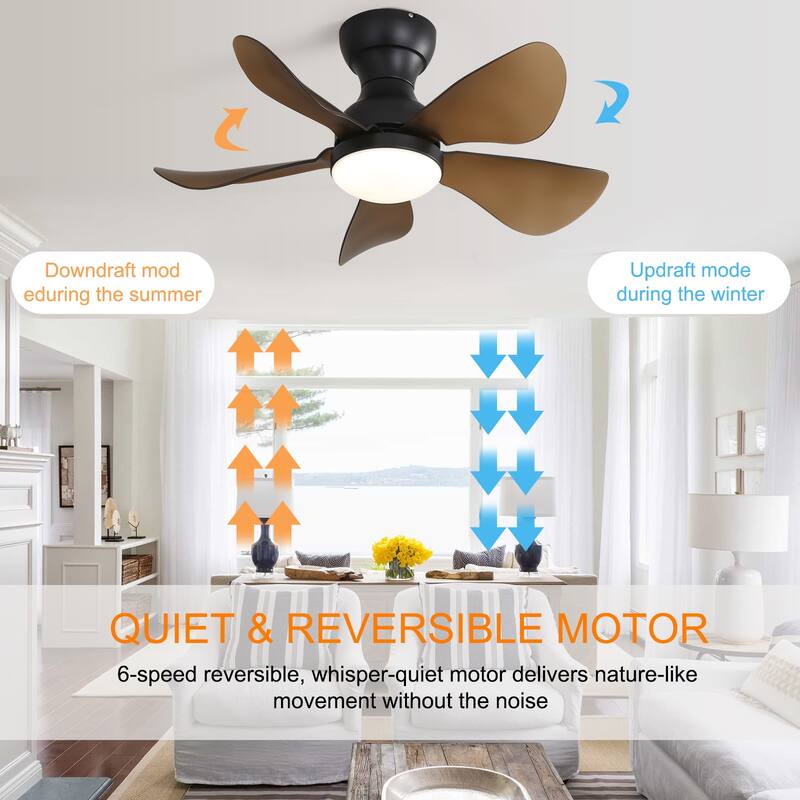 23" 29'' 42'' Flush Mount Ceiling Fan with Light and Remote Control for Small Room,Patio,Kitchen,Bedroom