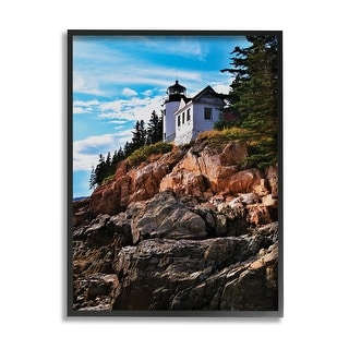 Stupell Lighthouse on Cliff Framed Giclee Art Design by Joseph Elliott ...