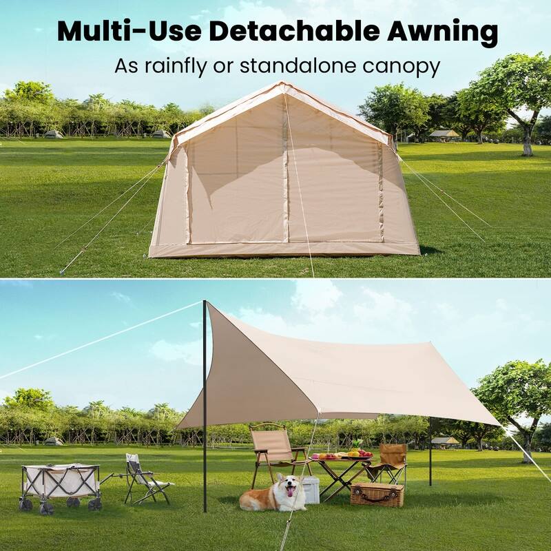 Inflatable Camping Tent with Oversized Awning, for 4-6 Person