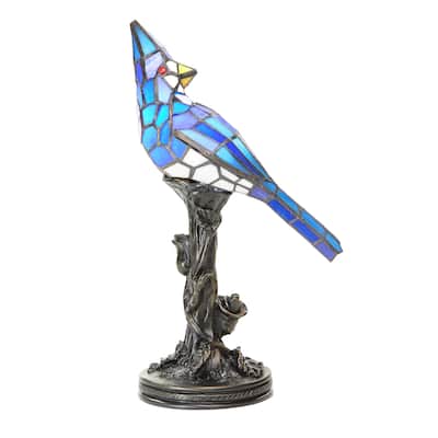 River of Goods 13.5"H Stained Glass Bird Accent Lamp